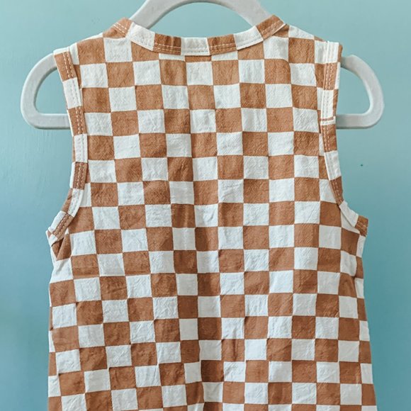 Sleeveless Checkered Jumpsuit - Never Worn (18-24 Month/size 100) - Picture 4 of 6